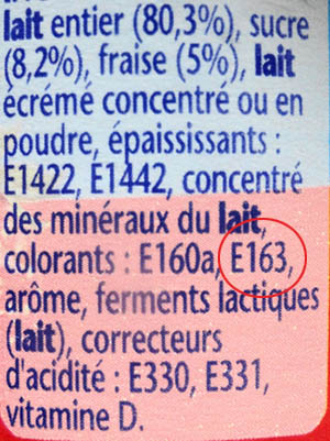 Anthocyanes, Anthocyanines, Extrait de peau de raisin (E163)